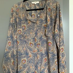Peacock print blouse